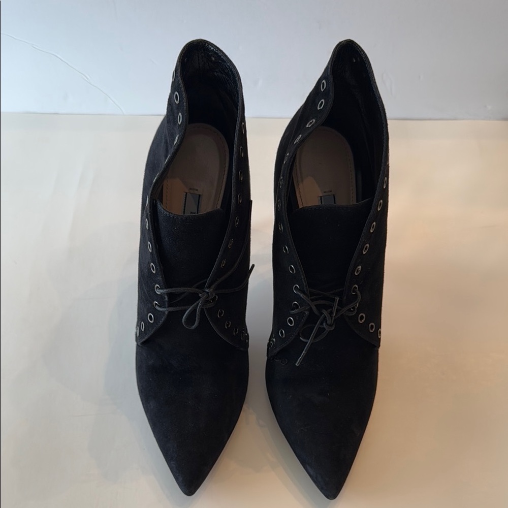 Prada Black Suede Stiletto Ankle Boots - Picture 2 of 9